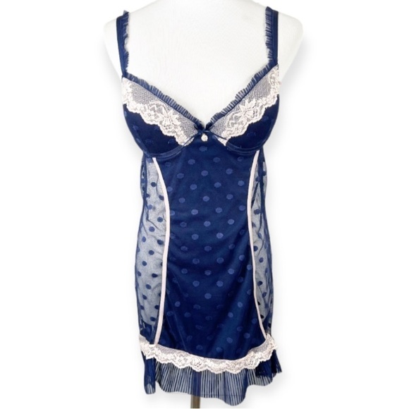 SEDUCTIVEWEAR by Cinema Etoile Mesh Lace Polka Dot Babydoll Nightie Underwire M - Picture 1 of 9